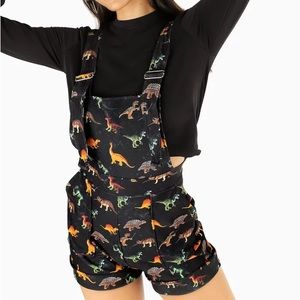 Blackmilk Dinosaur Print Jumpsuit - Black and Multicolor